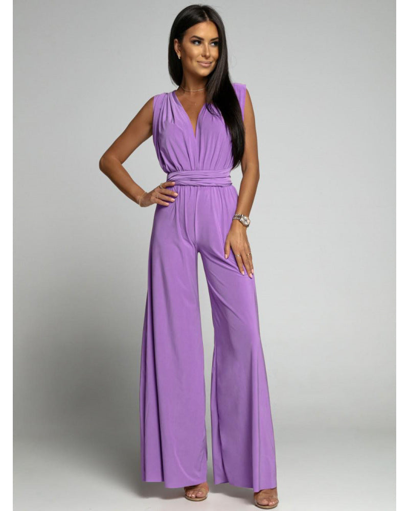 Hennie | Dames Jumpsuit – Getailleerde Taille – Wijde Pijpen – Mouwloos – Ademend Comfort