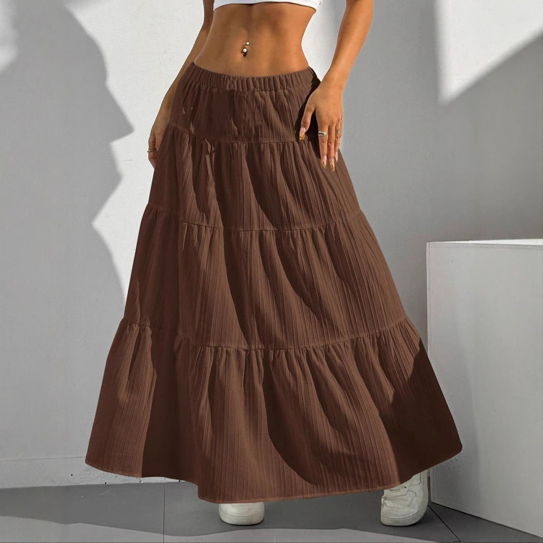 Brechje | Dames Maxi Rok – A-lijn Pasvorm, Gelaagde Ruffles, Trekkoord Taille