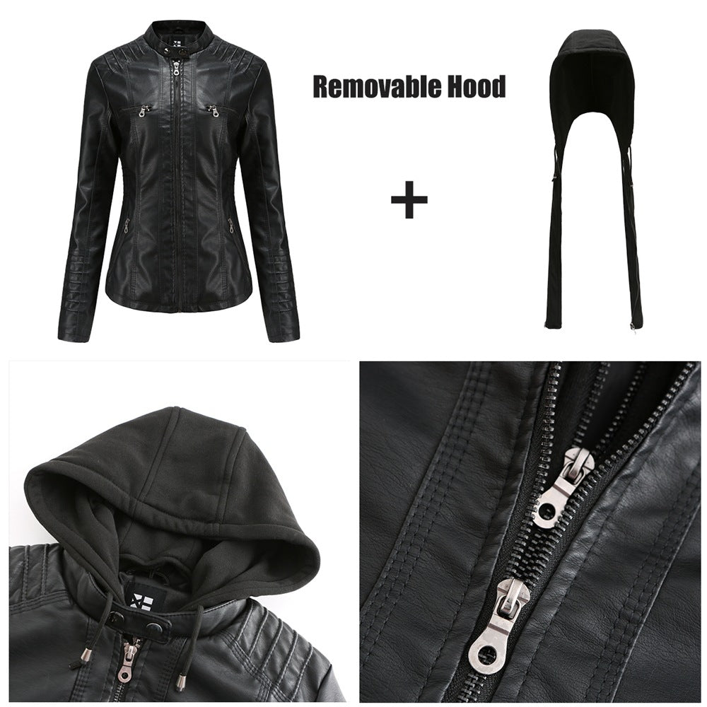 Dames Leren Jas | Stijlvolle Jacket met Capuchon en Comfortabele Pasvorm