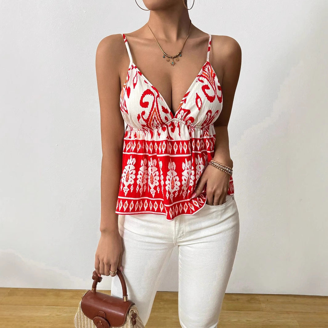 Renate | Dames Top met Spaghettibandjes – Smalle Pasvorm, Diepe V-hals, Ademend Design