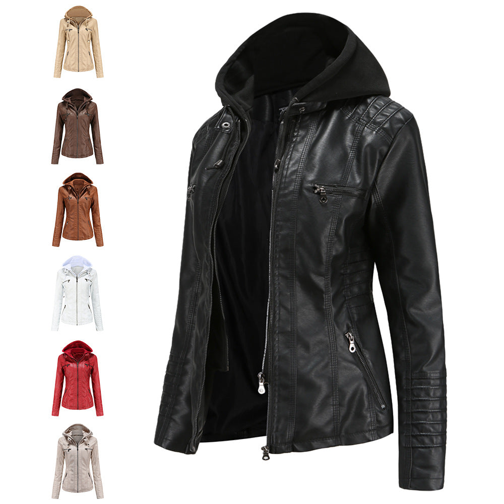 Dames Leren Jas | Stijlvolle Jacket met Capuchon en Comfortabele Pasvorm