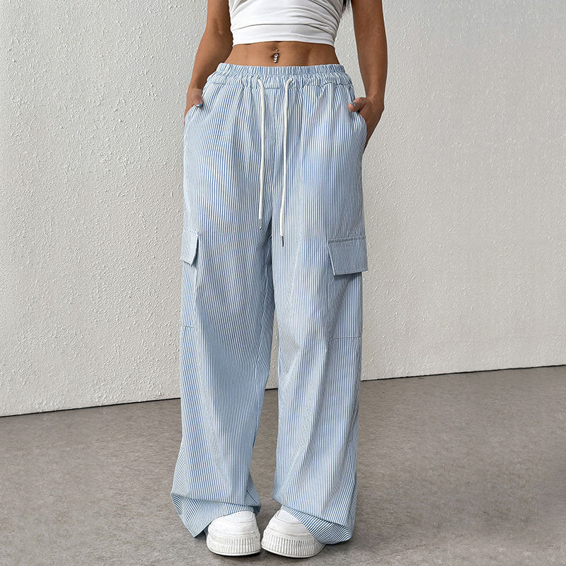 Annemiek | Dames Broek – Losse Pasvorm, Volledige Lengte, Gestreept Design, Ademend Comfort