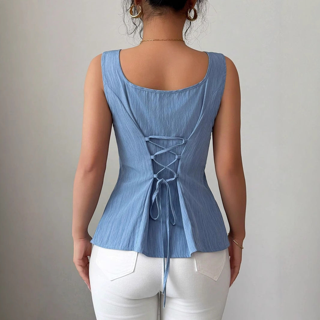 Filippa | Dames Tanktop – Slim Fit – Geribde Stof – Vierkante Hals