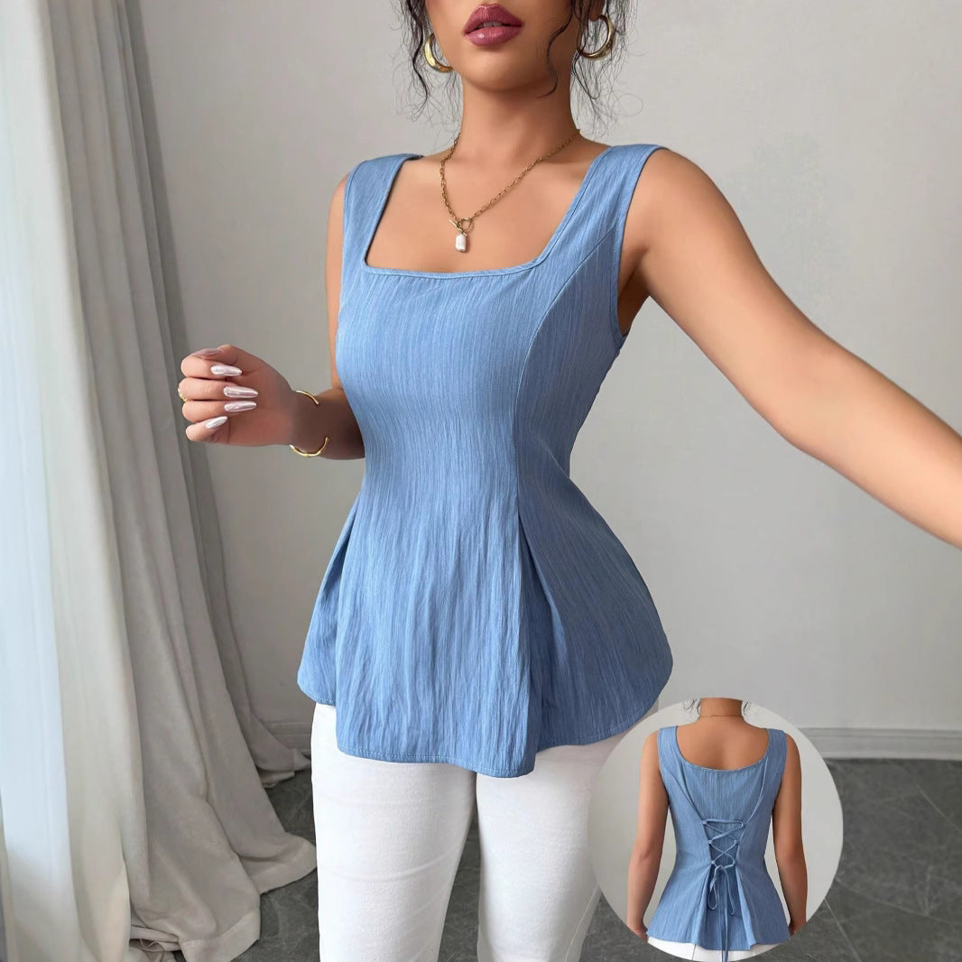 Filippa | Dames Tanktop – Slim Fit – Geribde Stof – Vierkante Hals
