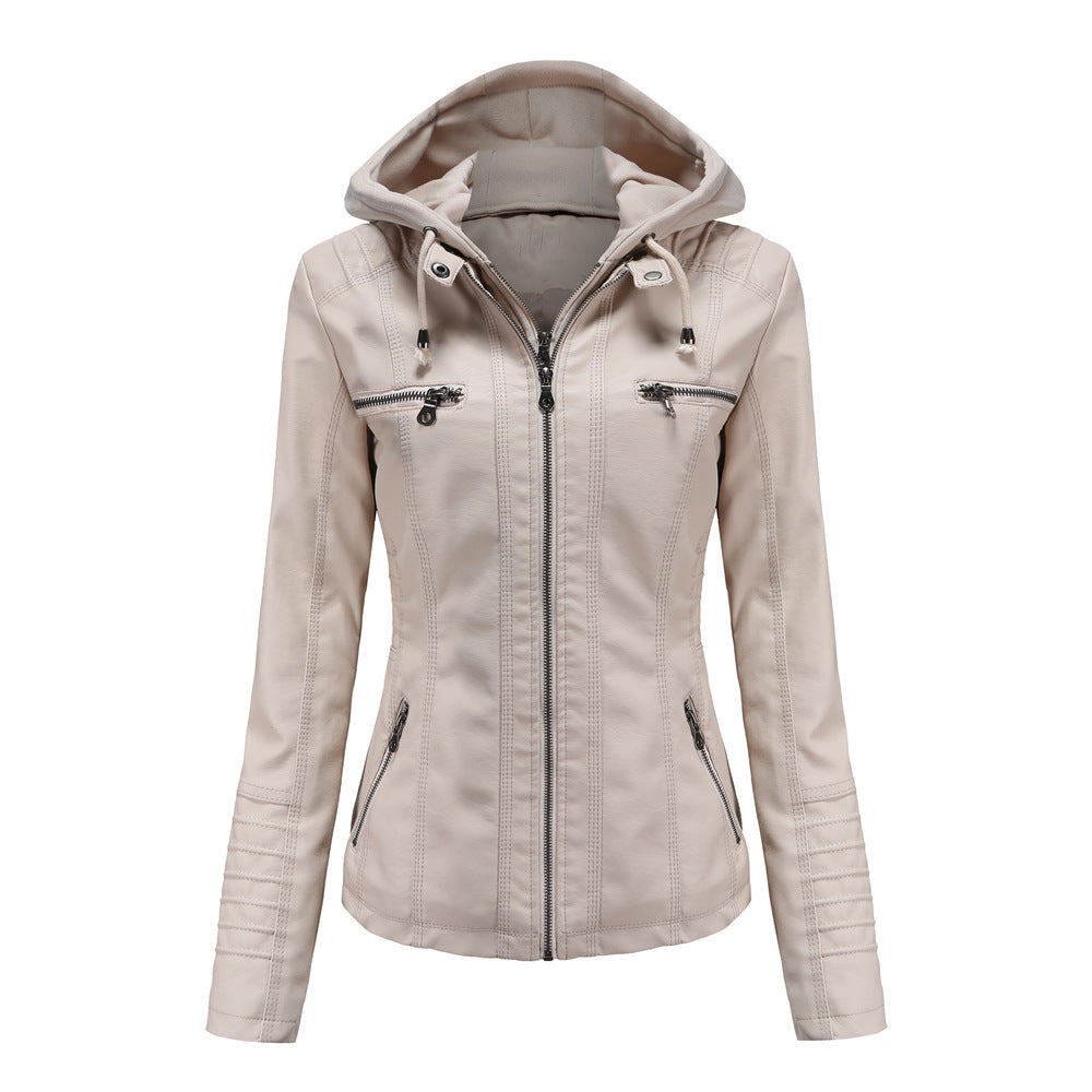 Dames Leren Jas | Stijlvolle Jacket met Capuchon en Comfortabele Pasvorm