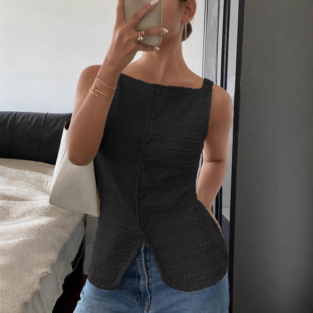 Fonsina | Dames Tanktop – Slim Fit – Ribbelstructuur – Mouwloos Design