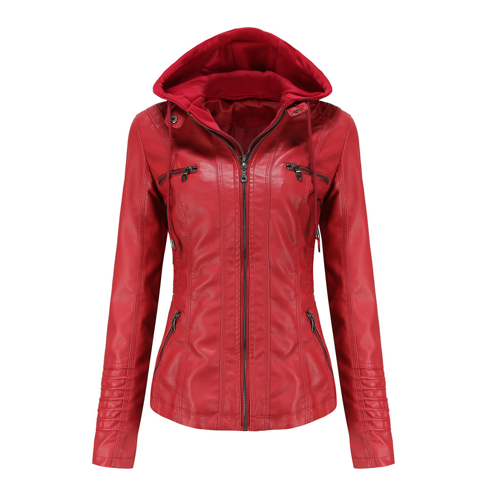 Dames Leren Jas | Stijlvolle Jacket met Capuchon en Comfortabele Pasvorm