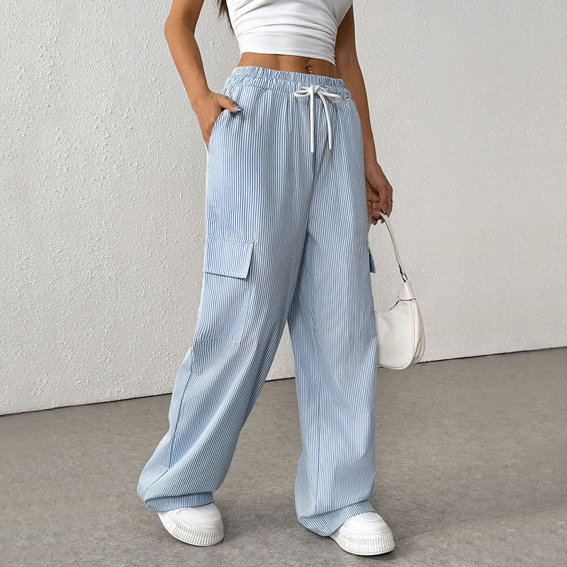 Annemiek | Dames Broek – Losse Pasvorm, Volledige Lengte, Gestreept Design, Ademend Comfort