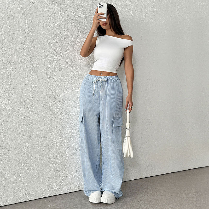 Annemiek | Dames Broek – Losse Pasvorm, Volledige Lengte, Gestreept Design, Ademend Comfort