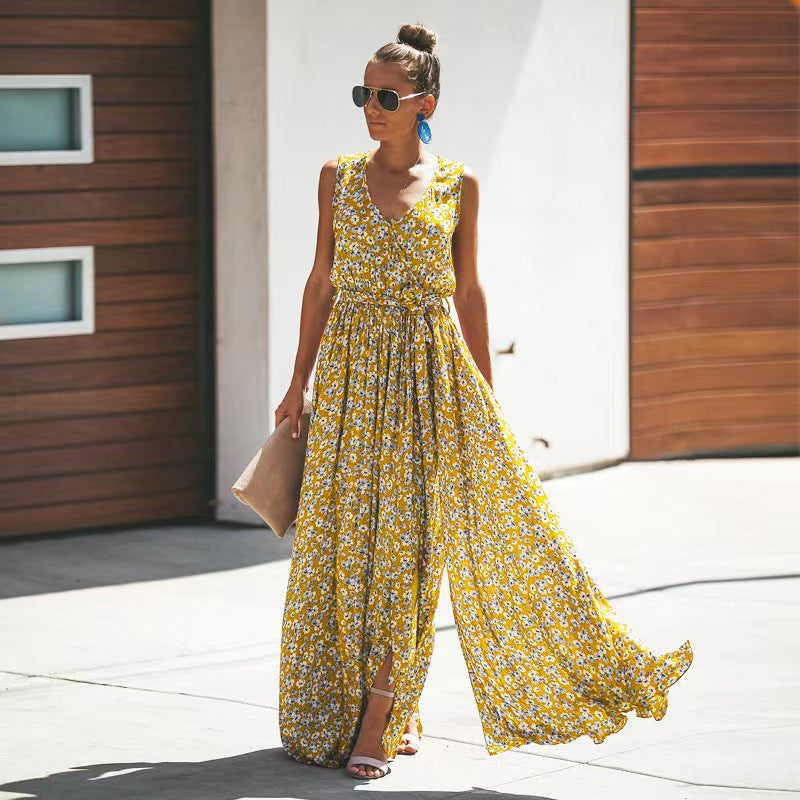 Herman | Dames Maxi Jurk – Boho Stijl – Diepe V-hals – Losvallende Pasvorm