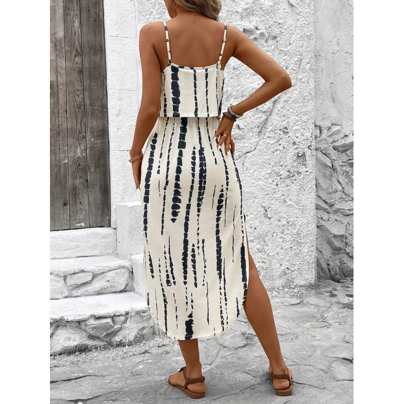 Birgit | Dames Midi Zomerjurk – Mouwloos, Relaxte Pasvorm met Hoge Split en Ademend Design