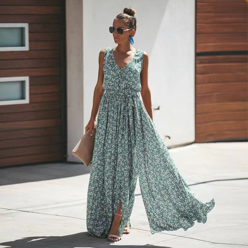 Herman | Dames Maxi Jurk – Boho Stijl – Diepe V-hals – Losvallende Pasvorm