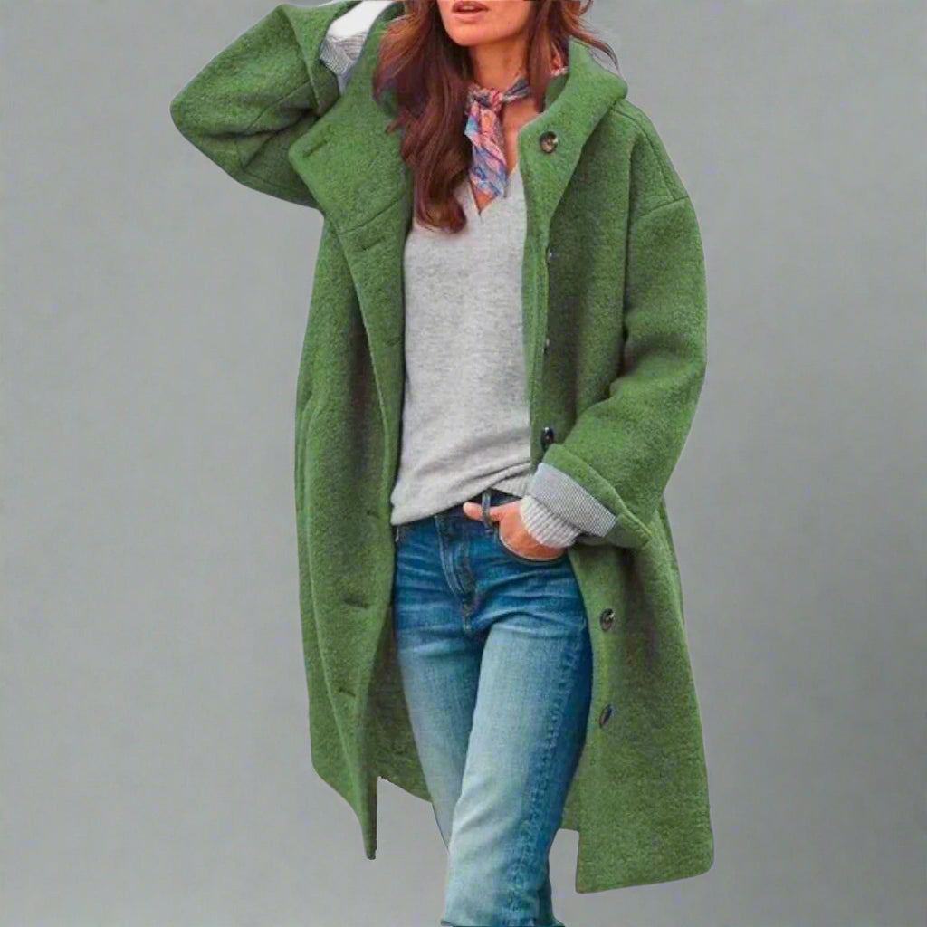 Dames Tijdloze Wollen Jas – Zachte Mix, Lichtgewicht, Perfect voor Herfst en Winter