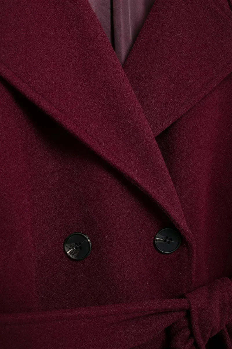 Burgundy damesmantel | Oversized jas van wolblend met tijdloze elegantie