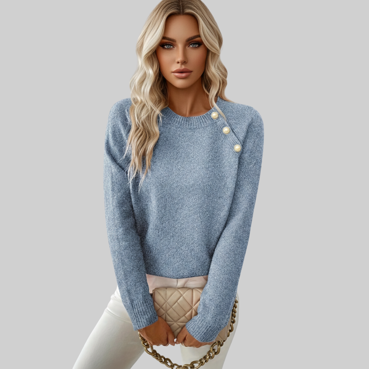 Parel Trui Dames | Elegante Trui met Pareldetails en Comfortabele Pasvorm