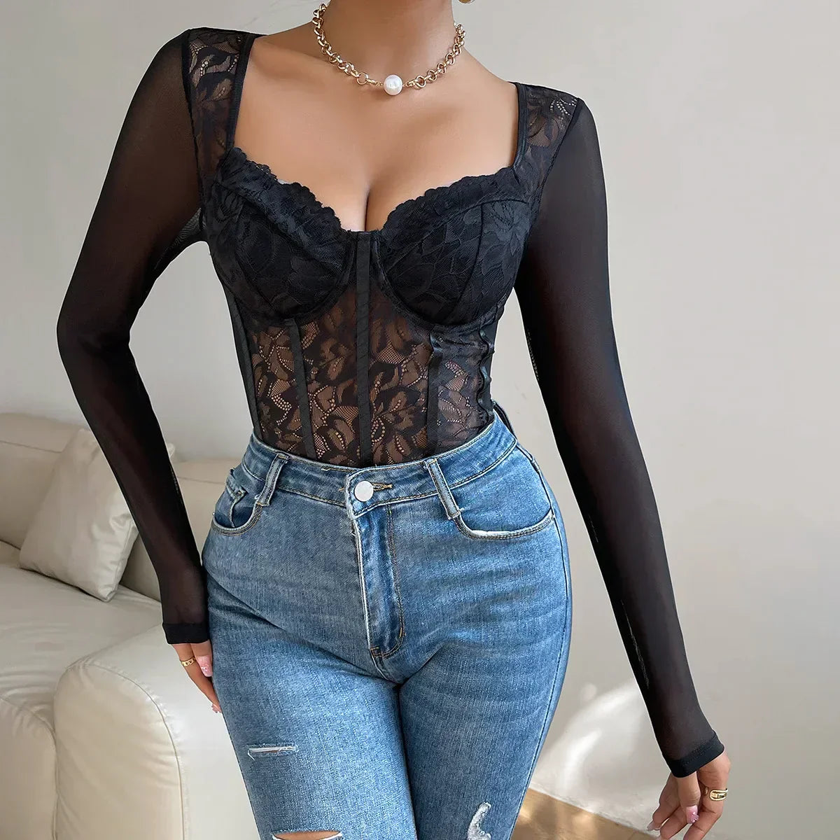 Bodysuit in lingeriestijl voor dames