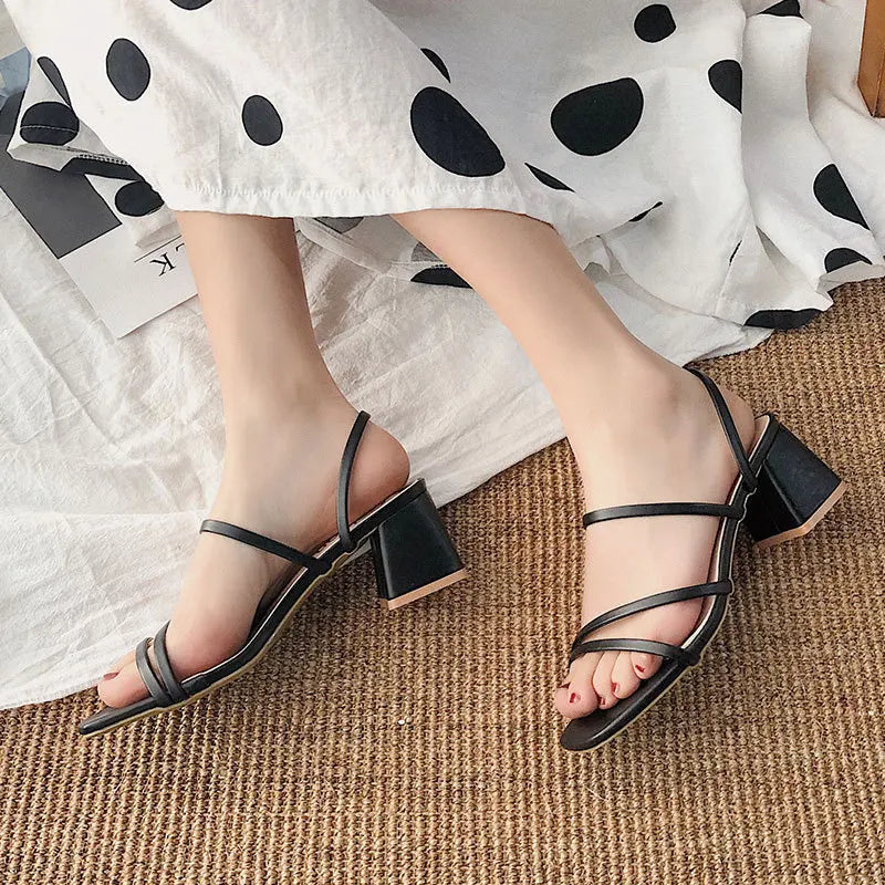 Dames Elegante Sandalen met Hakken en Doorzichtige Bandjes