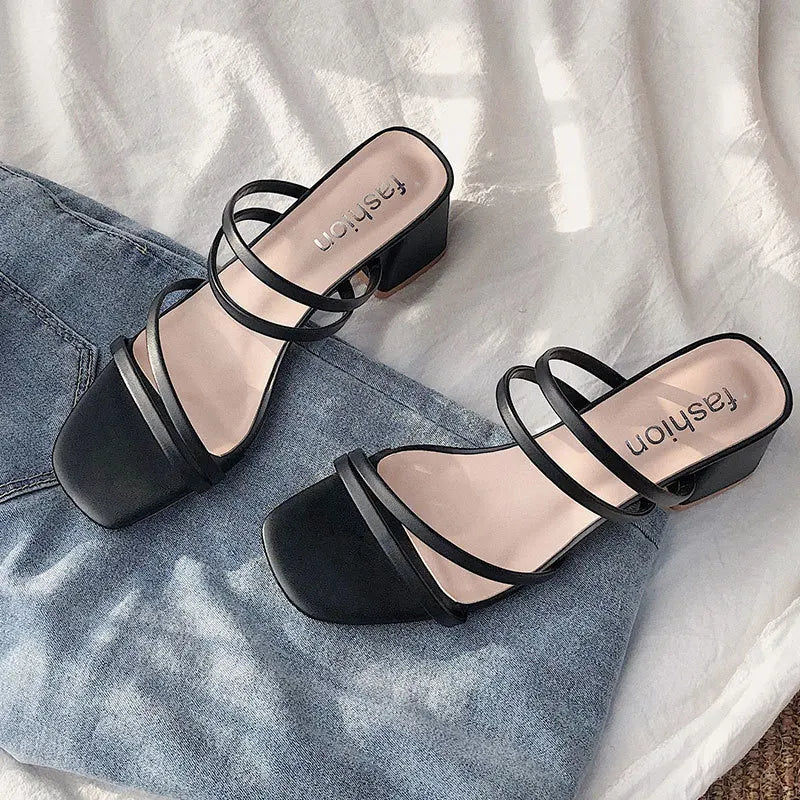 Dames Elegante Sandalen met Hakken en Doorzichtige Bandjes