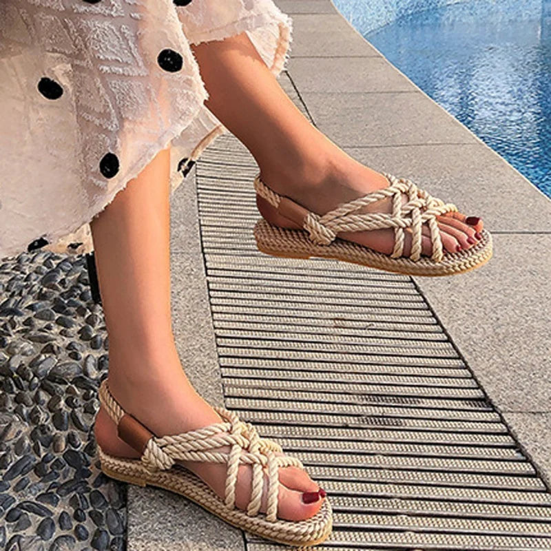 Boho dames sandalen met gevlochten banden
