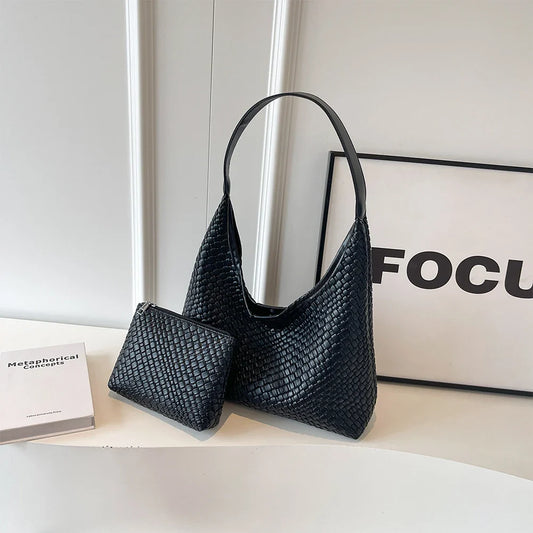 Benita Geweven Tas | Vegan Schoudertas met Pouch