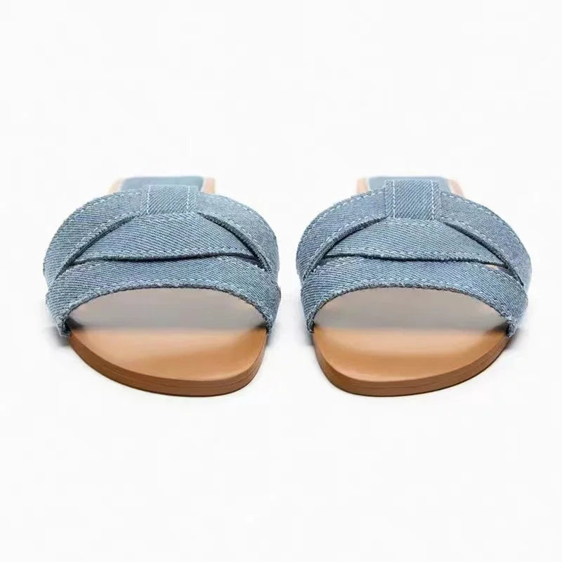 Jannike | Dames Sandalen – Gekruiste Banden, Plat Comfort, Minimalistisch Design, Voor Zomerse Draagmomenten