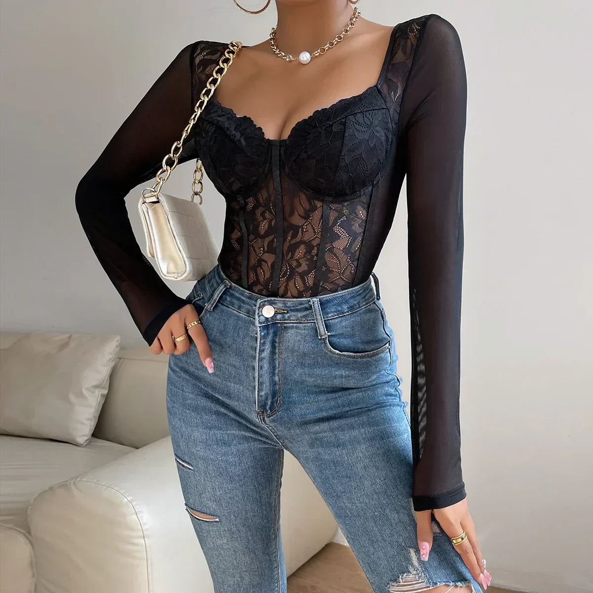Bodysuit in lingeriestijl voor dames