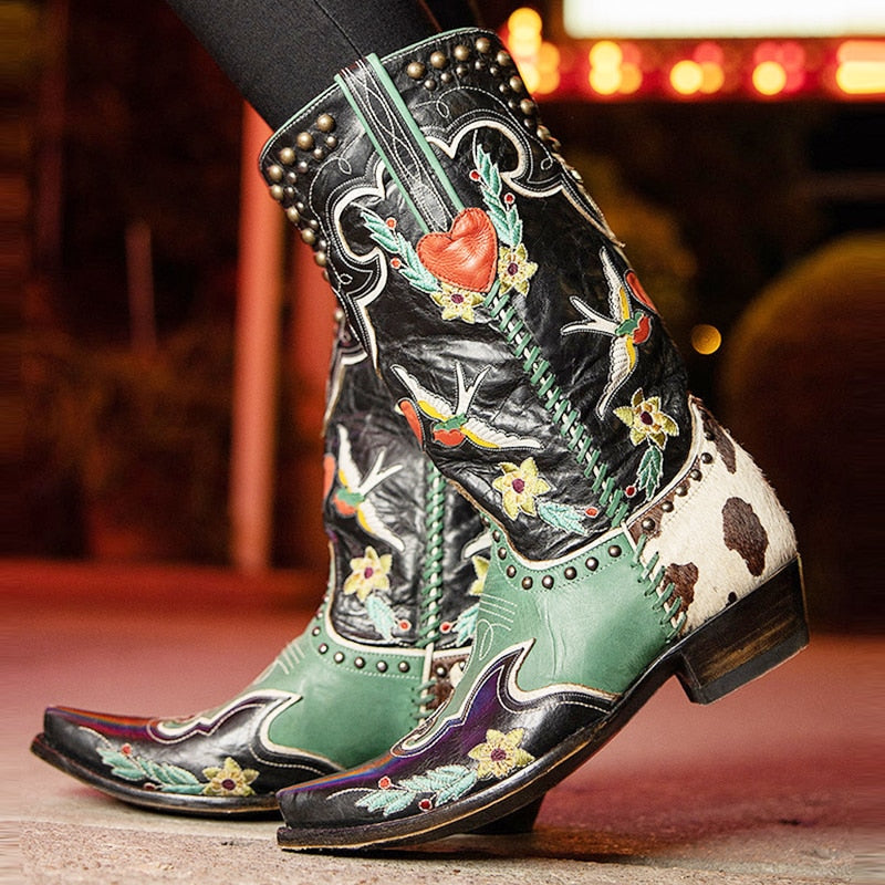 IBI cowboylaarzen dames | Western laarzen met spitse neus en blokhak