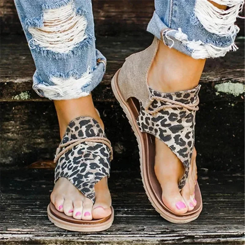 Abeline | Dames Sandalen met Slangenprint en Vetersluiting – Stijlvolle Zomerschoenen met Comfort