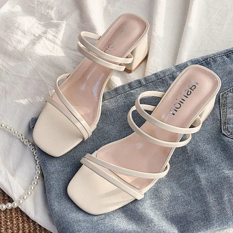 Dames Elegante Sandalen met Hakken en Doorzichtige Bandjes