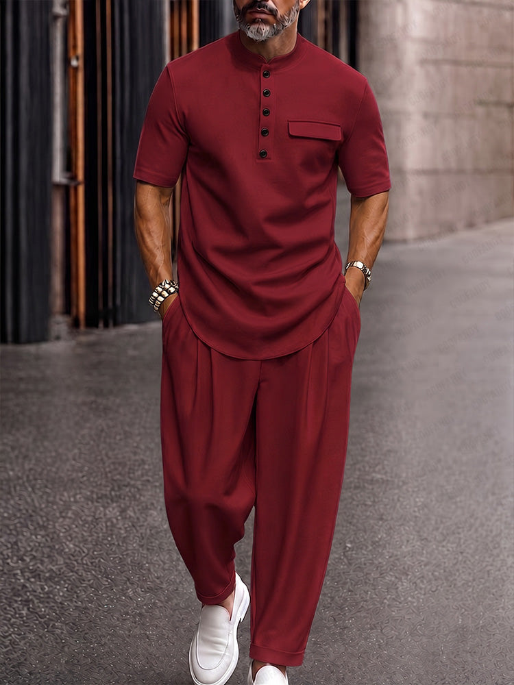 Heren Slim Fit Set – Casual, Geschikt voor Dagelijks Gebruik, Met Korte Mouwen
