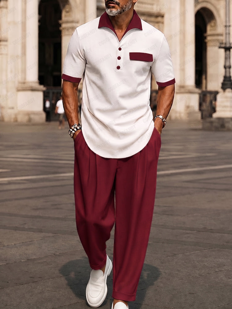 Heren Slim Fit Set – Casual, Geschikt voor Dagelijks Gebruik, Met Korte Mouwen