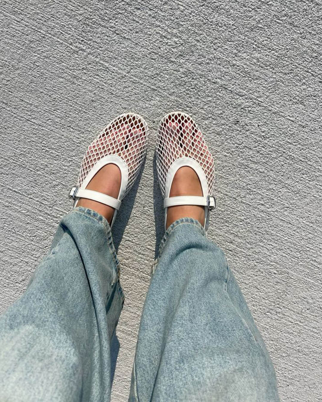 Juliette Mesh Ballerina's | Dames ballerina's met ademend mesh en leren details