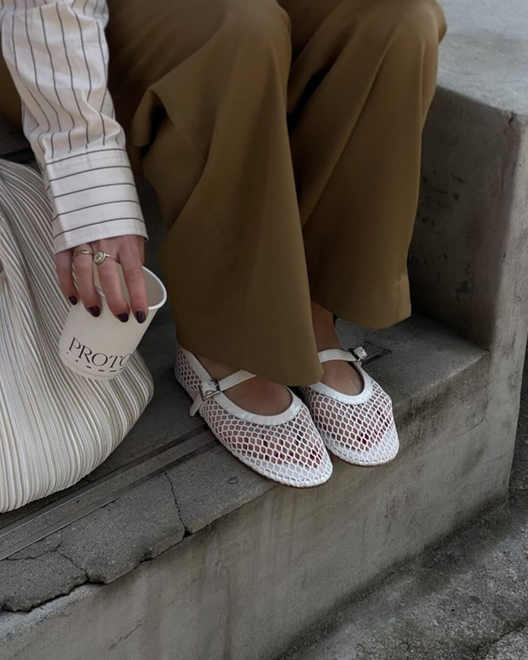 Juliette Mesh Ballerina's | Dames ballerina's met ademend mesh en leren details