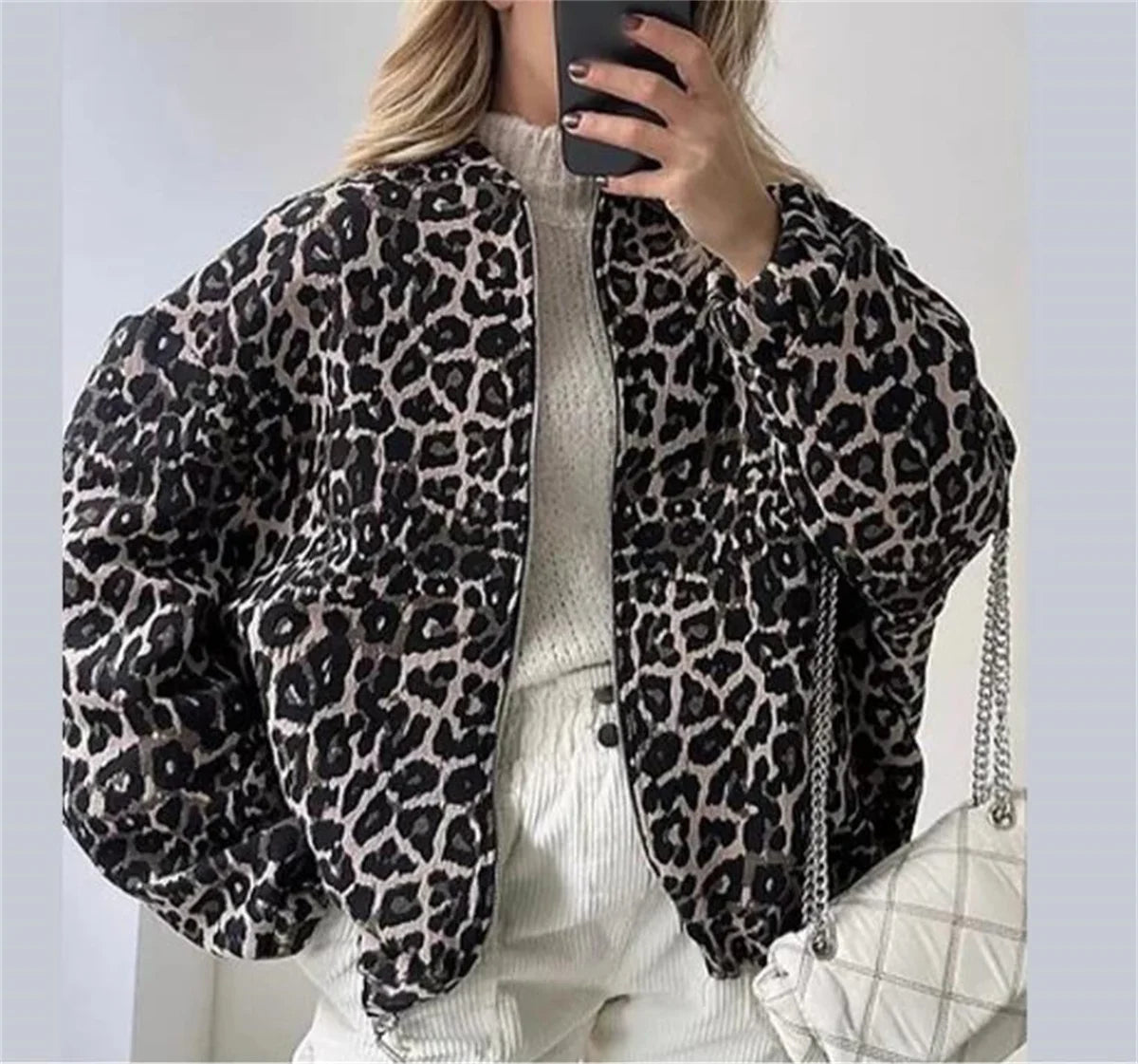 Leopard bomberjas dames | Trendy tussenjas met luipaardprint en ritssluiting