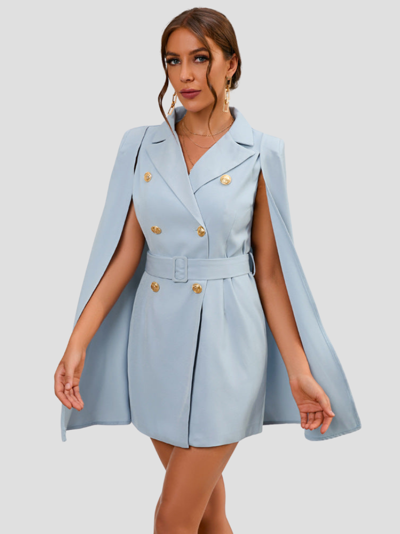 Elegante Cape Blazer Jurk Voor Dames