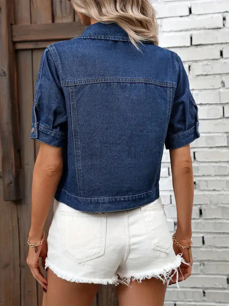 Colette | Dames Denim Jack – Kort Model, Korte Mouwen, Relaxte Fit