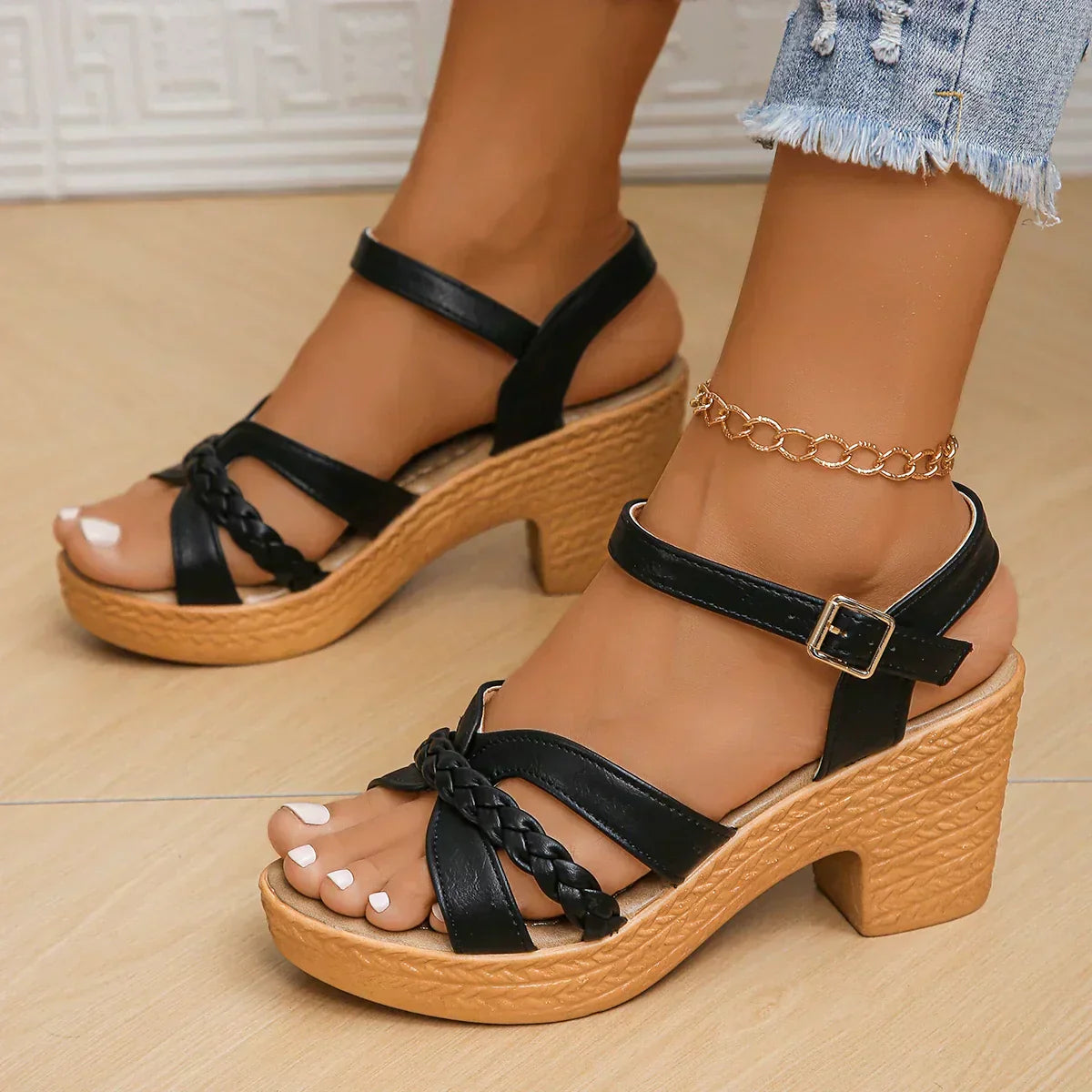 Sandaletten – Blokhak – Enkelriemen – Orthopedische sandalen  - Zomerschoen