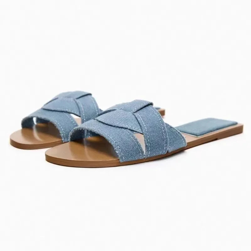 Jannike | Dames Sandalen – Gekruiste Banden, Plat Comfort, Minimalistisch Design, Voor Zomerse Draagmomenten