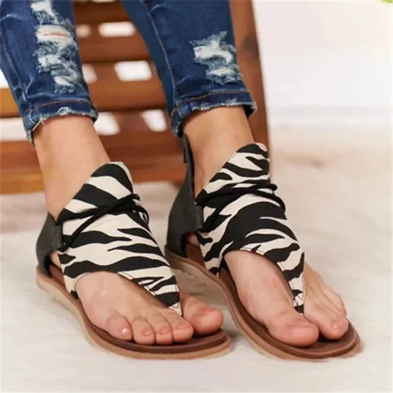 Abeline | Dames Sandalen met Slangenprint en Vetersluiting – Stijlvolle Zomerschoenen met Comfort