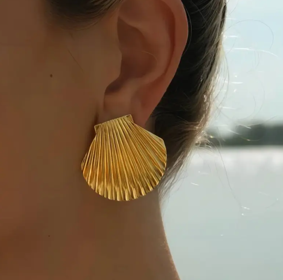 Gouden Oorbellen in Schelpvorm voor Dames
