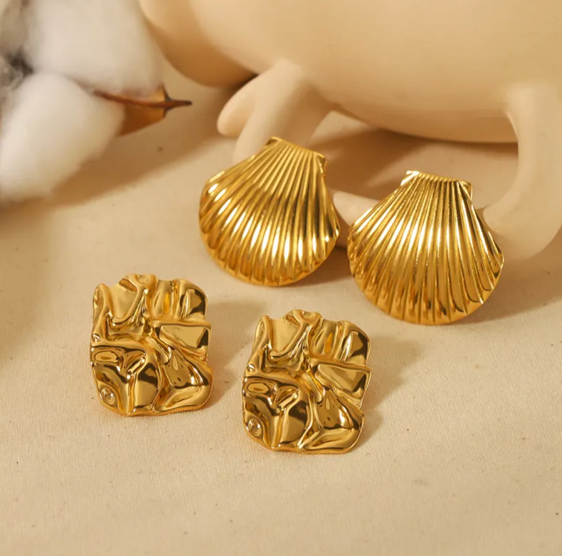 Gouden Oorbellen in Schelpvorm voor Dames