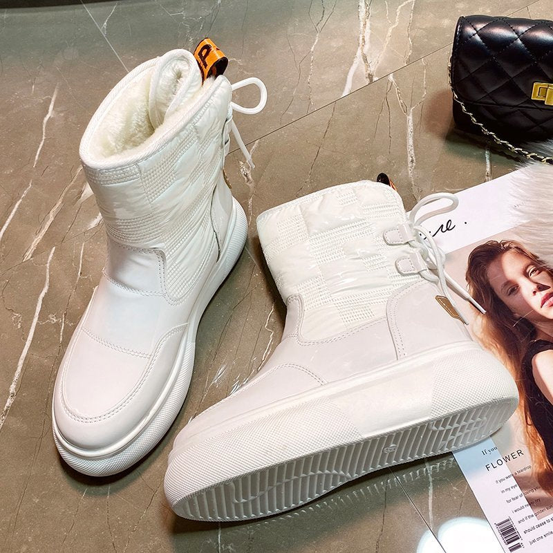 Dames Waterdichte Enkellaarsjes – Warm Gevoerd, Winterlaarzen voor Regen