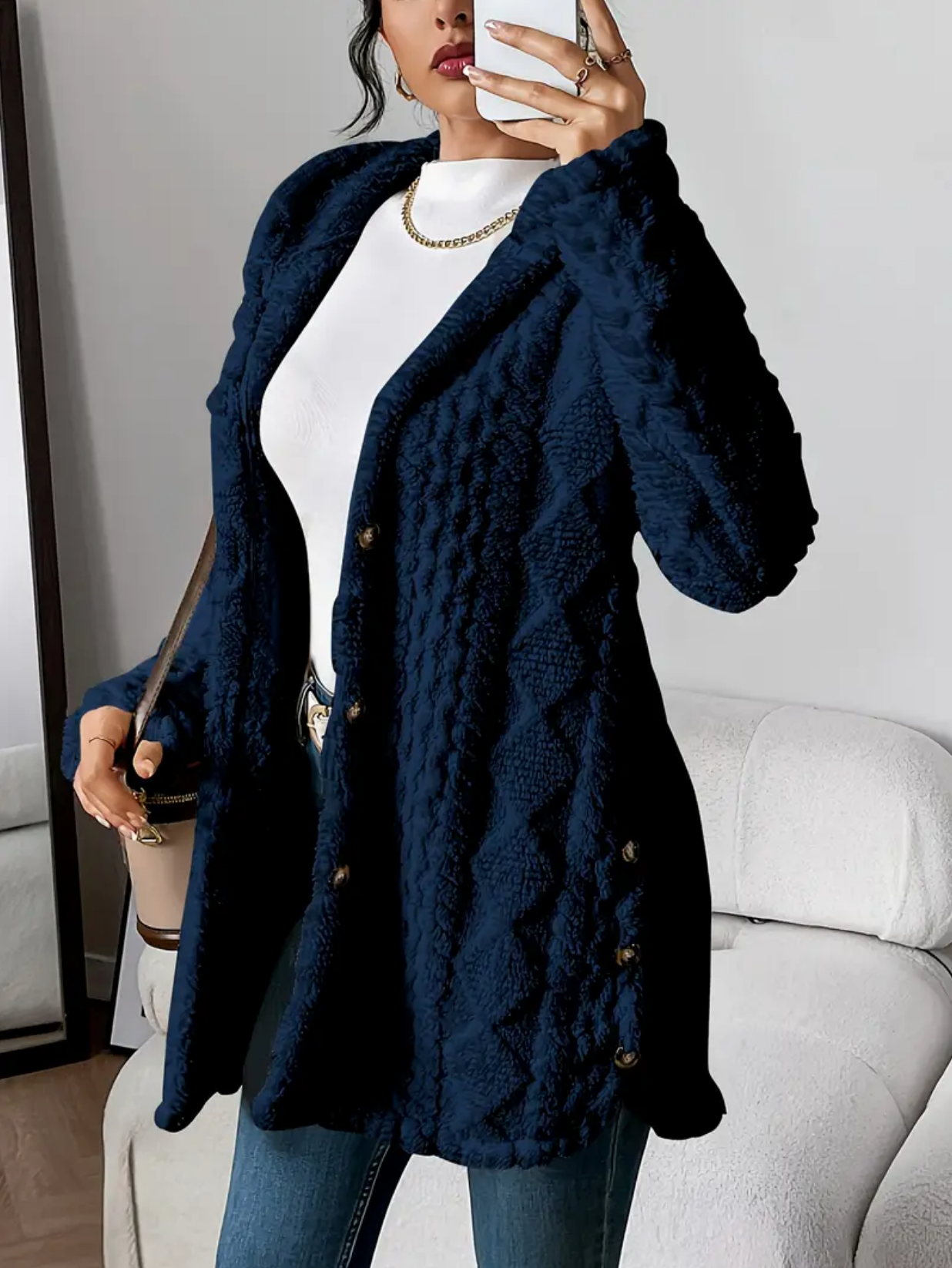 Gebreid Vest met Capuchon | Dames vest van zacht teddy-materiaal