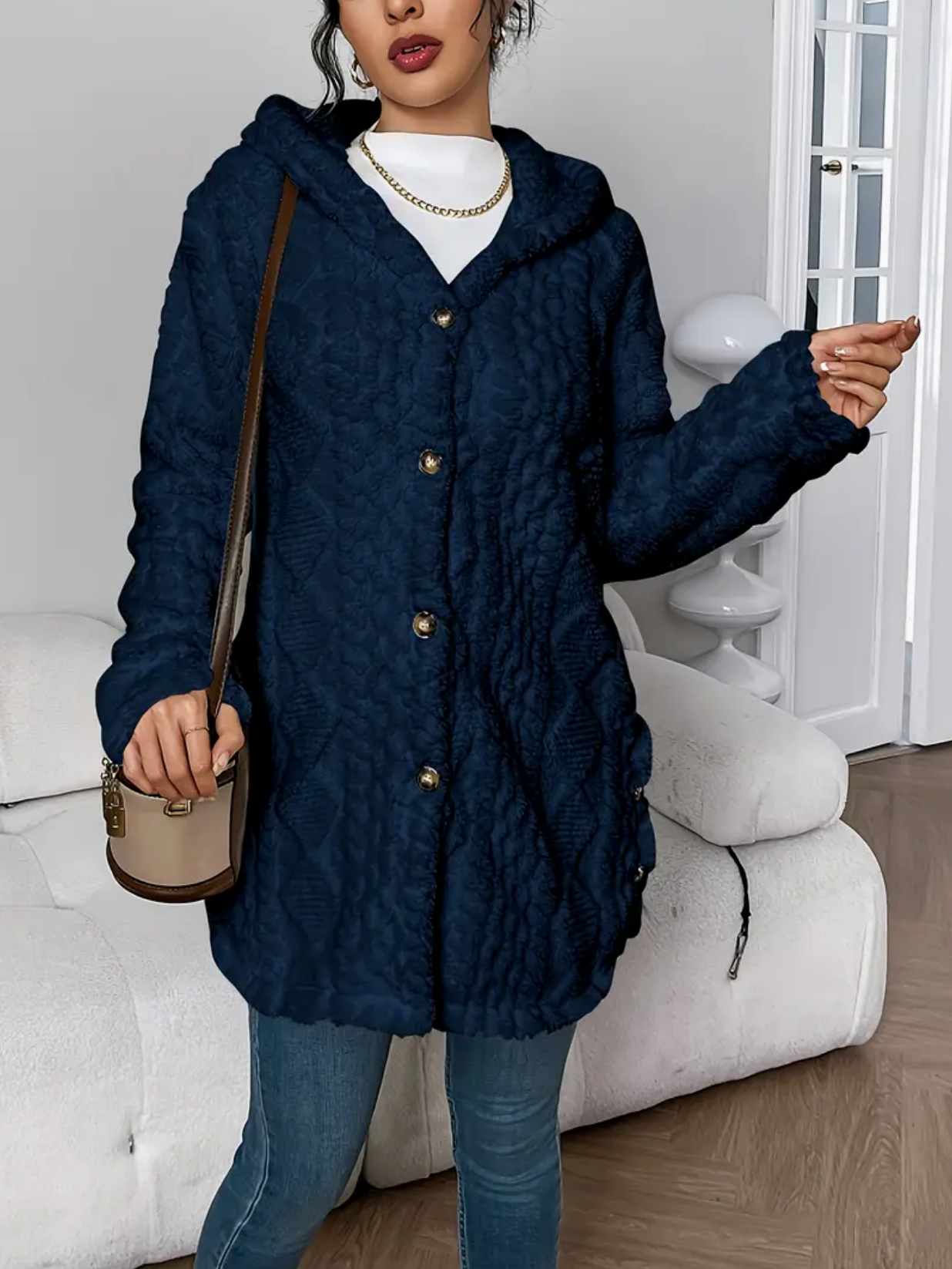 Gebreid Vest met Capuchon | Dames vest van zacht teddy-materiaal