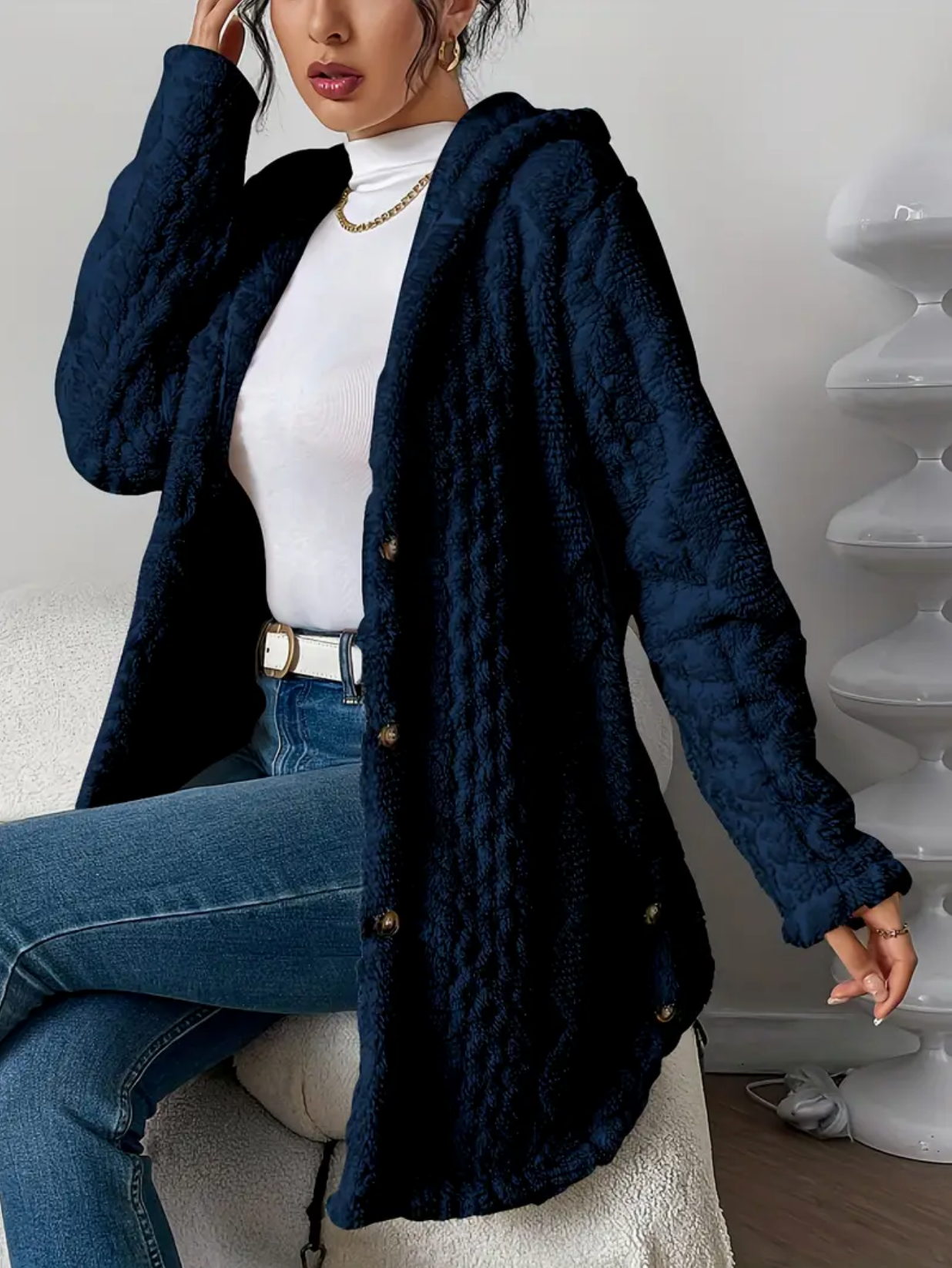 Gebreid Vest met Capuchon | Dames vest van zacht teddy-materiaal