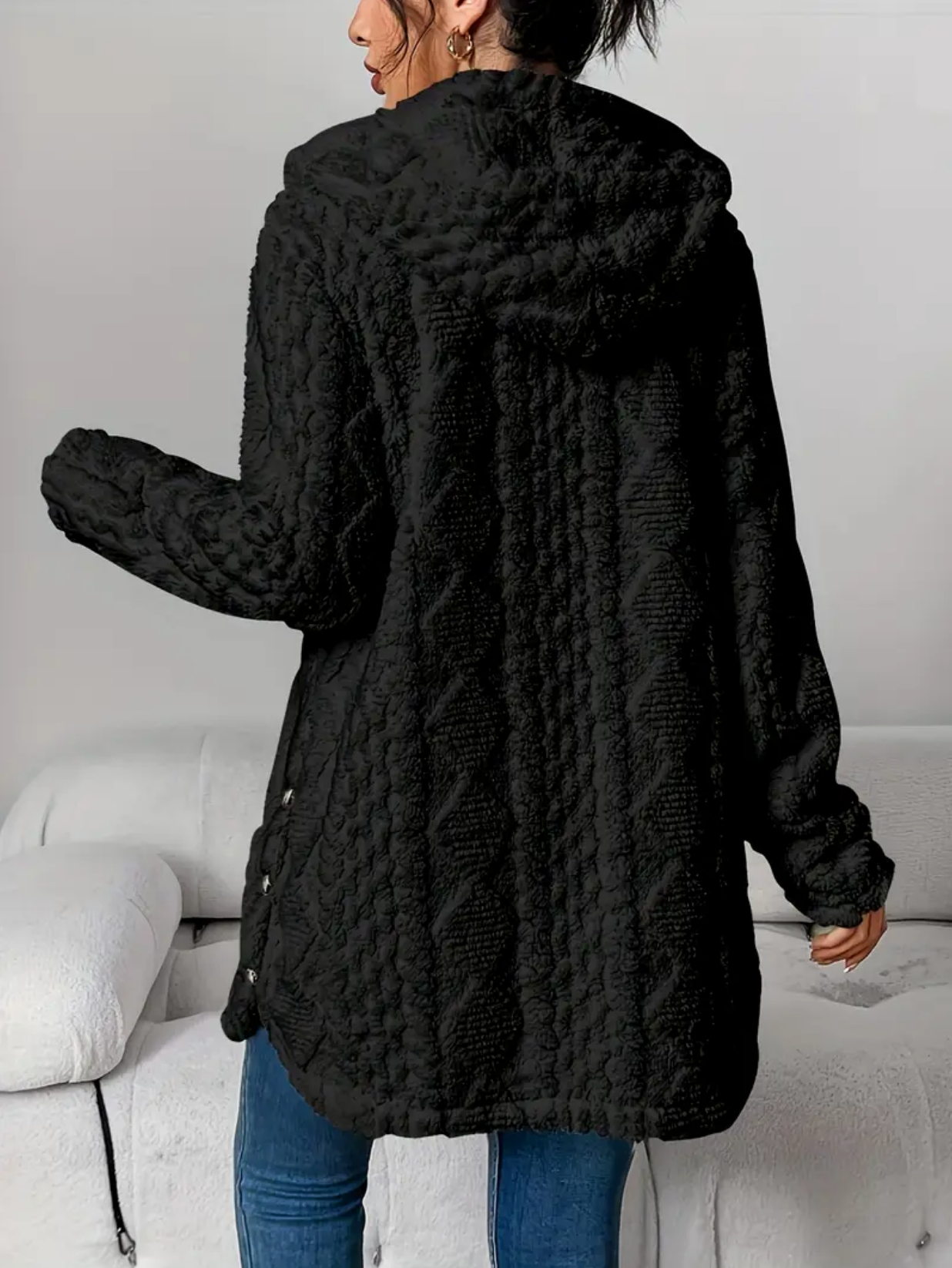 Gebreid Vest met Capuchon | Dames vest van zacht teddy-materiaal