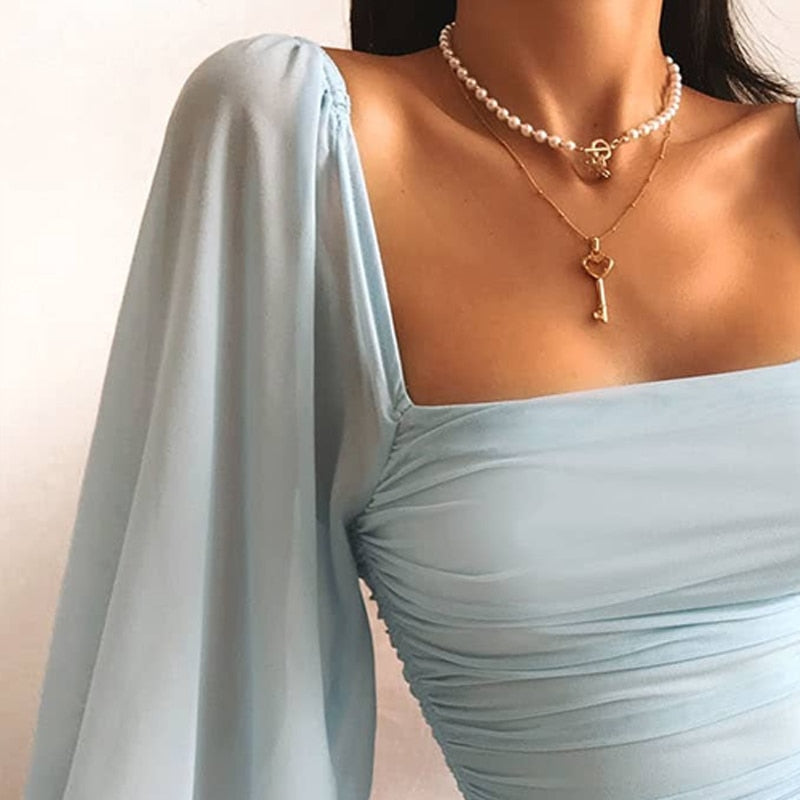 Geertje | Elegante Mini-Jurk met Pofmouwen voor Dames – Flatterend en Stijlvol