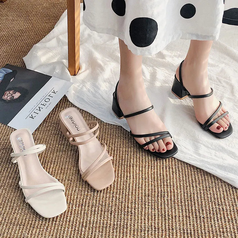 Dames Elegante Sandalen met Hakken en Doorzichtige Bandjes