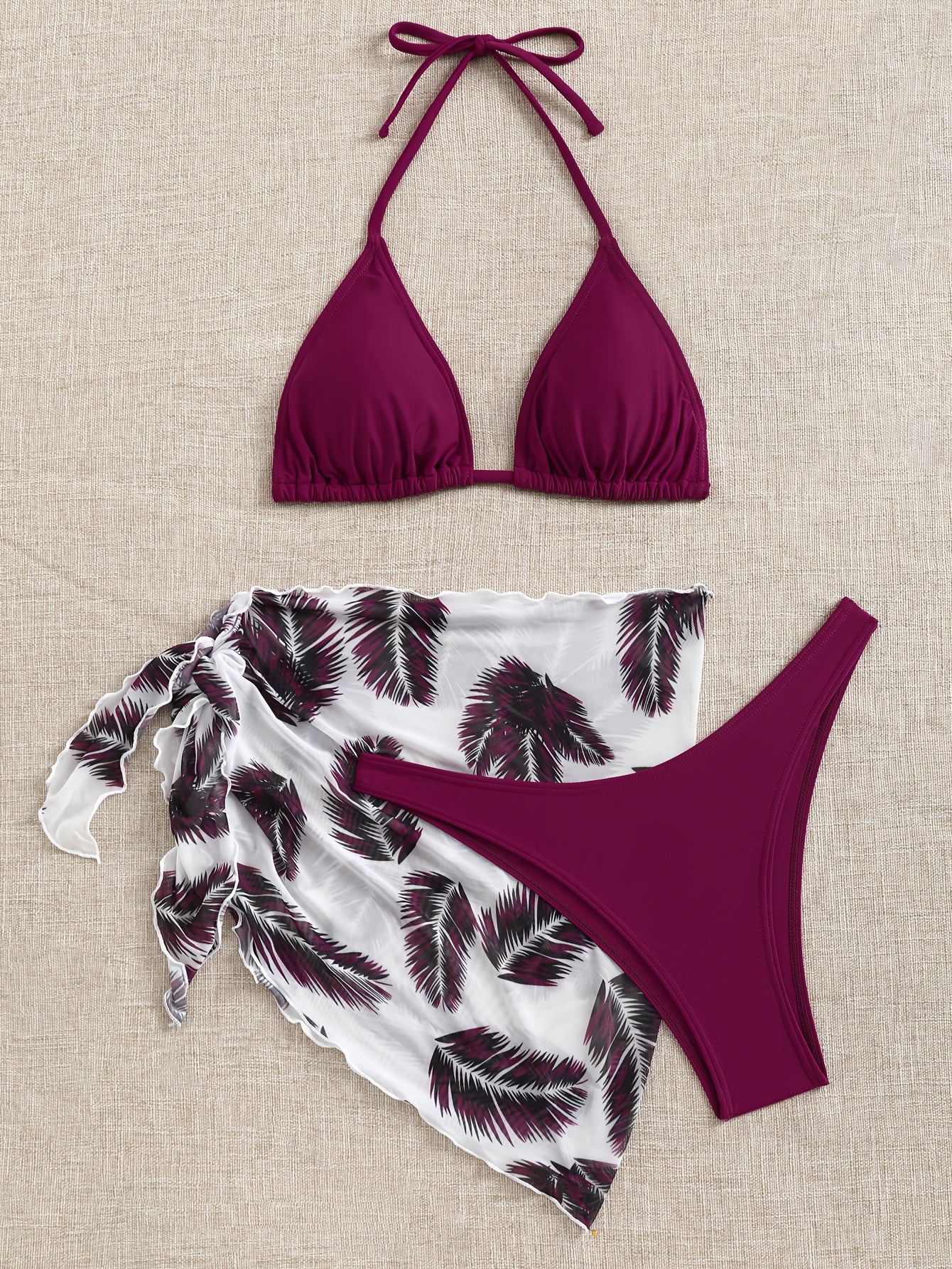 Bikini Set met Tropische Sarong en Strikdetails