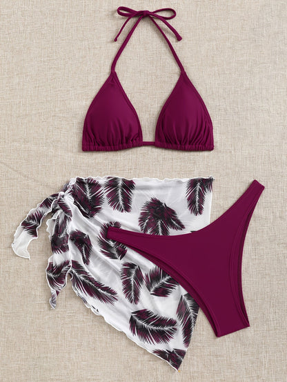 Bikini Set met Tropische Sarong en Strikdetails